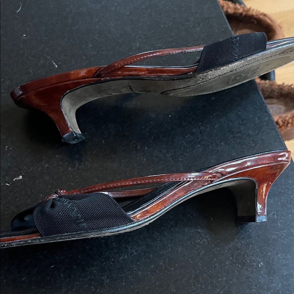 Donald J. Pliner Black and Brown Bow Sandals vintage - Picture 4 of 6